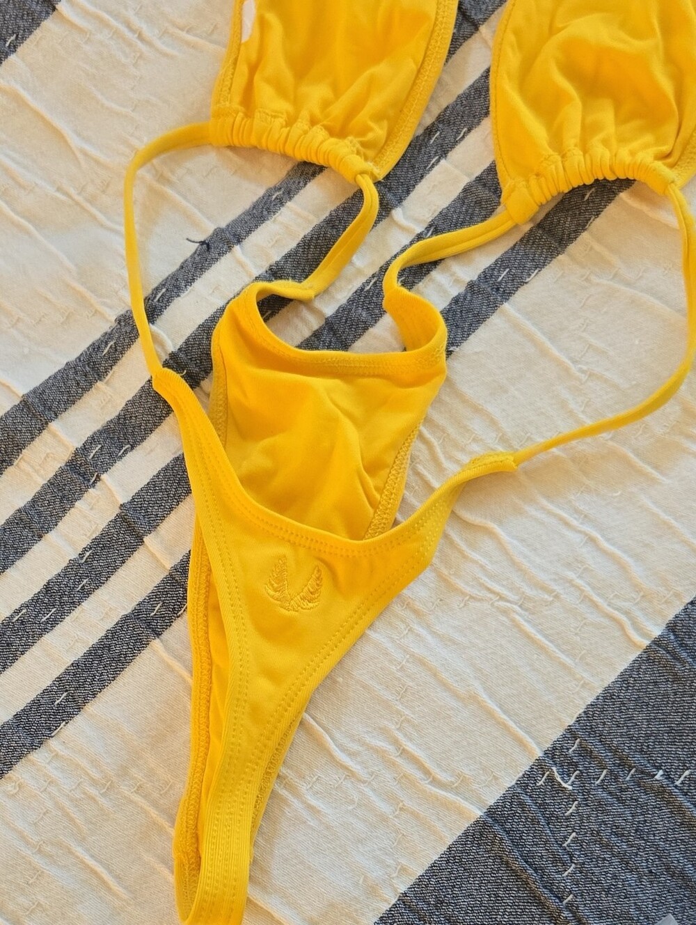 Minimale ANIMALE Yellow Embroidered Triangle Bikini